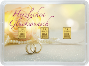 3 g Gold Geschenkkarte Hochzeit
