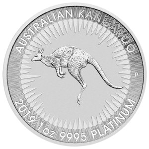 Vorderseite der 1 Unze Platin Känguru diverse Jahrgänge vom Hersteller Perth Mint