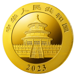 30 gram China Panda Goldmünze Wertseite