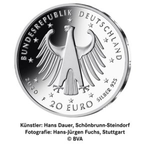 Rückseite der 20 Euro Gedenkmünze 25 Jahre Ludwig van Beethoven 2020 von Hersteller Münze Deutschland