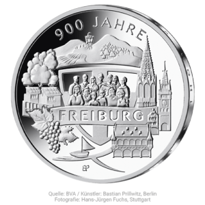 Vorderseite 20 Euro Silber Gedenkmünze Freiburg 2020