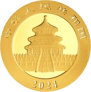 1 gram China Panda Goldmünze 2024 Wertseite