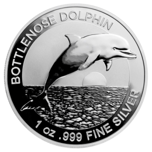 Vorderseite der 1 Uze Silber Australien Bottlenose Dolphin 2019, von dem Hersteller Royal Australian Mint