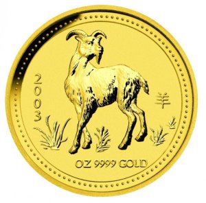 Motivseite der 1 Unze Gold Lunar 1 Ziege 2003