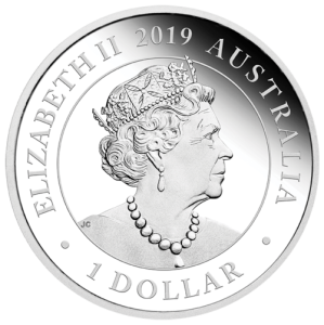 Rückseite der 1 Unze Silber Hochzeitsmünze 2019 - Polierte Platte von Hersteller Perth Mint
