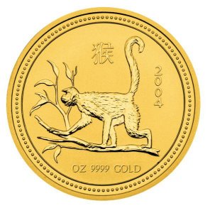 Motivseite der 1 Unze Gold Lunar 1 Affe 2004