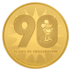 Vorderseite 1 oz Gold Disney Mickey Mouse 90. Geburtstag 2018