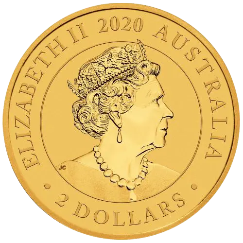 Rückseite Goldmünze 0,5 Gramm Australien Mini Roo 2020, der Hersteller Perth Mint Australia