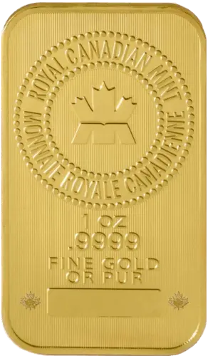 Vorderseite Goldbarren 1 Unze, der Hersteller Royal Canadian Mint