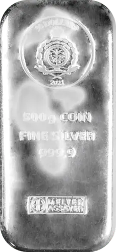 500 g Silber Münzbarren angelaufen