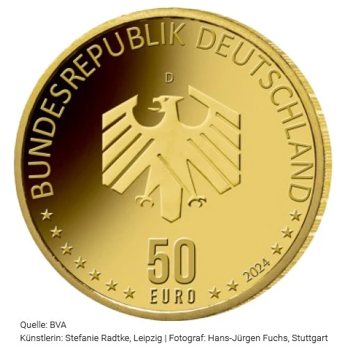 1/4 Unze Gold 50 Euro Deutsches Handwerk Mobilität 2024 Wertseite