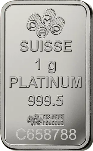 Rückseite 1 g Platinbarren PAMP Suisse Fortuna