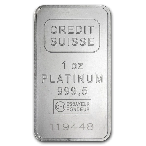 Vorderseite 1 Unze Platinbarren Credit Suisse 