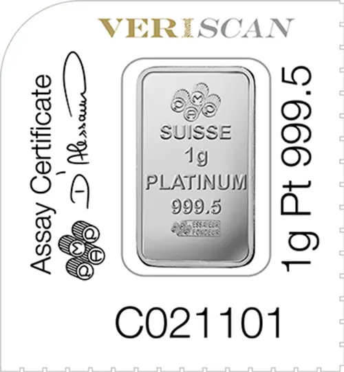 25 x 1 g Multigram Platintafel Pamp Suisse Fortuna