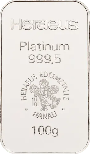 100 g Platinbarren Heraeus geprägt