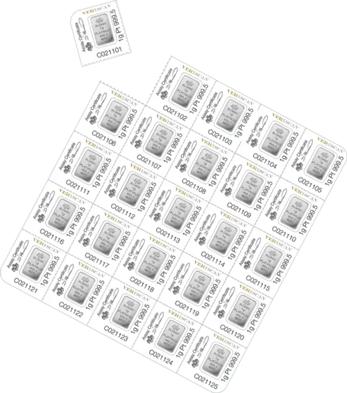 25 x 1 g Multigram Platintafel Pamp Suisse Fortuna