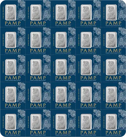 25 x 1 g Multigram Platintafel Pamp Suisse Fortuna Vorderseite