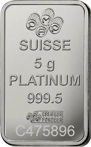 Rückseite 5 g Platinbarren PAMP Suisse Fortuna