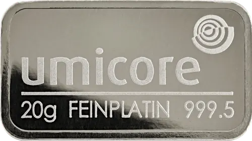 20 g Platinbarren Umicore geprägt