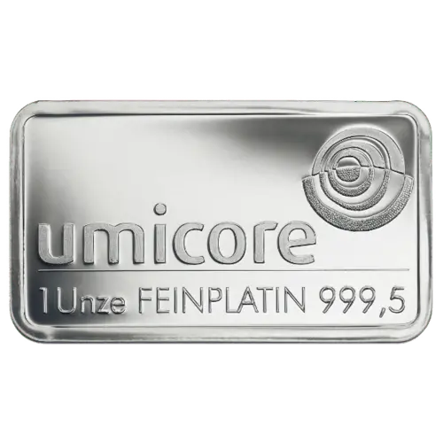 Vorderseite 1 Unze Platinbarren Freinplatin 999,5 von umicore