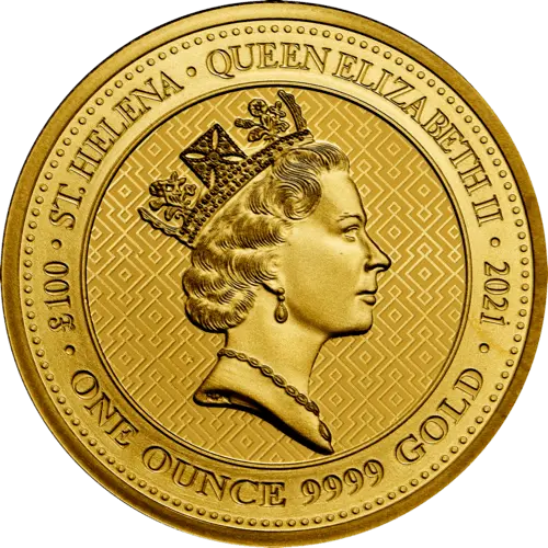 Rückseite Goldmünze 1 Unze The Queen´s Virtues Victory 2021, der Hersteller East India Company