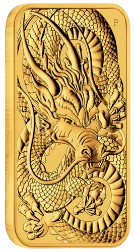 Vorderseite Goldbarren Drache 2021 1 Unze, der Hersteller Perth Mint