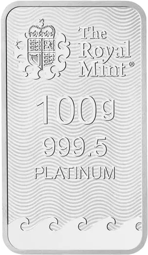 Platinbarren Britannia 100 g Wertseite 