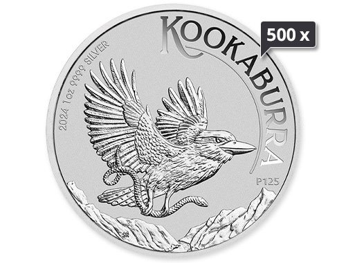 500 x 1 Unze Silber Kookaburra 2024