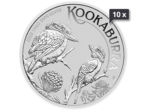 10 x 1 kg Silber Kookaburra 2023