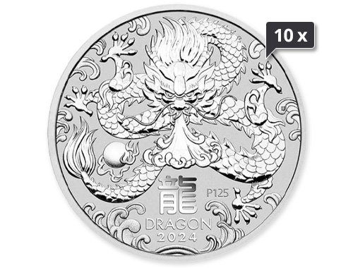 10 x 1 kg Silber Lunar III Drache 2024