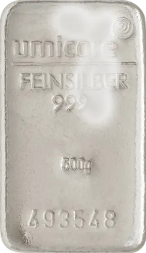 500 g Silberbarren angelaufen