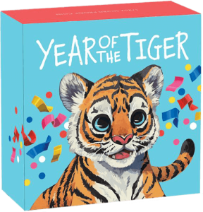 Verpackung Silbermünze Baby Tiger 2022