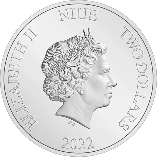 Rückseite 1 Unze Silber Niue Elizabeth II  TWO Dollars 2022 von Hersteller New Zealand Mint