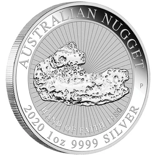 Vorderseite 1 Unze Silber Australien Nugget Hand of Faith 2020 von Hersteller Perth Mint