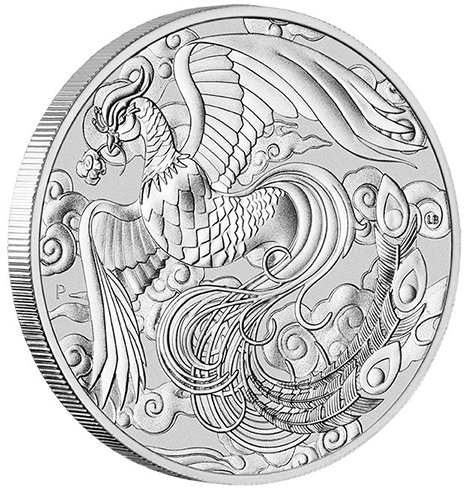 Vorderseite der 1 oz Silber Chinesische Mythen & Legenden Phoenix 2022 von Hersteller Perth Mint