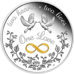 Vorderseite der 1 Unze Silber One Love 2022 - Polierte Platte von Hersteller Perth Mint