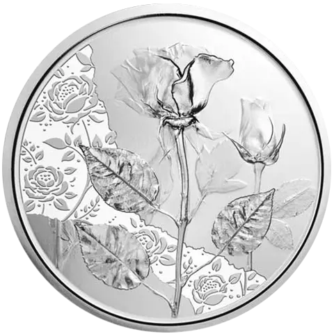 Vorderseite der 10 Euro Silber Sammlermünze Mit der Sprache der Blumen Rose 2021 von Hersteller Münze Österreich