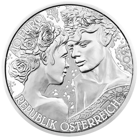 Rückseite der 10 Euro Silber Sammlermünze Mit der Sprache der Blumen Rose 2021 von Hersteller Münze Österreich