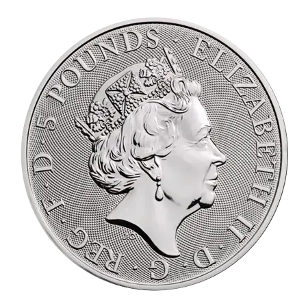 Rückseite der 2 Unzen Silber The Queen's Beasts diverse Jahrgänge von Hersteller Royal Mint