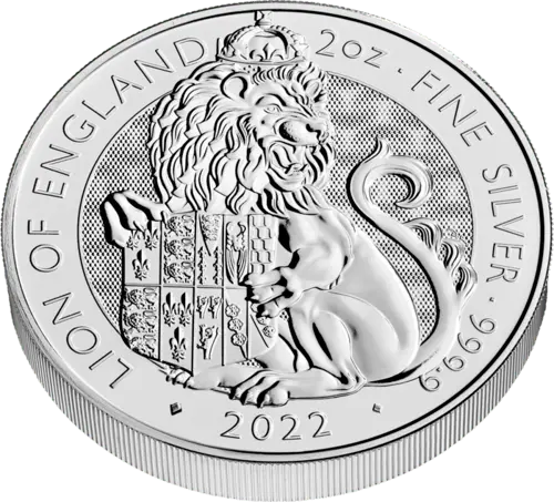 Vorderseite 2 Unzen Silber The Royal Tudor Beasts - Lion of England 2022 von Hersteller Royal Mint