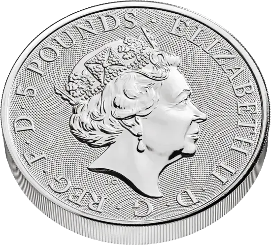 Vorderseite 2 Unzen Silber The Royal Tudor Beasts - Lion of England 2022 on Hersteller Royal Mint