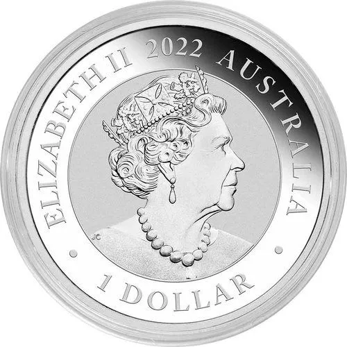 1 oz Silber 2022 Australien Schwan - verpackt in einer durchsichtigen Plastikkapsel