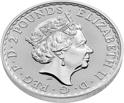 Rückseite 1 unze Silber Britannia 2023 von Hersteller Royal Mint