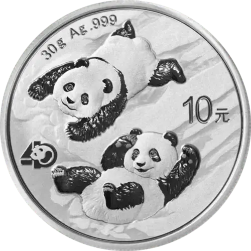 Vorderseite der 30 g Silber China Panda 2022 von Hersteller China Mint