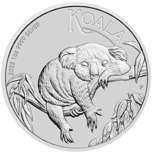 Vorderseite der 1 Unze Silber Australian Koala 2022 von Hersteller  Perth Mint