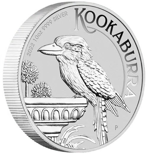 Vorderseite und Rand  der 10 Unzen Silber Kookaburra 2022 von Hersteller Perth Mint