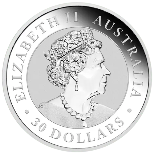 Rückseite 1 kg Silber Kookaburra 2022 von Hersteller Perth Mint Australien