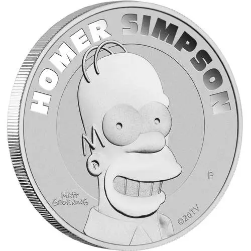 Seitlich 1 Unze  Silber The Simpsons Homer 2022 von Hersteller Perth Mint  Motiv