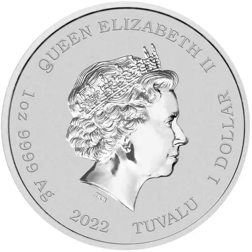 Rückseite 1 Unze Silber mit QEEN ELIZABETH II 2022 TUVALU 1 DOLLAR von Hersteller Perth Mint  Motiv