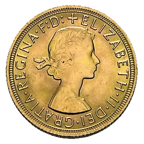 Rückseite Goldmünze 7,32 Gramm Full Sovereign 1967, der Hersteller Royal Mint